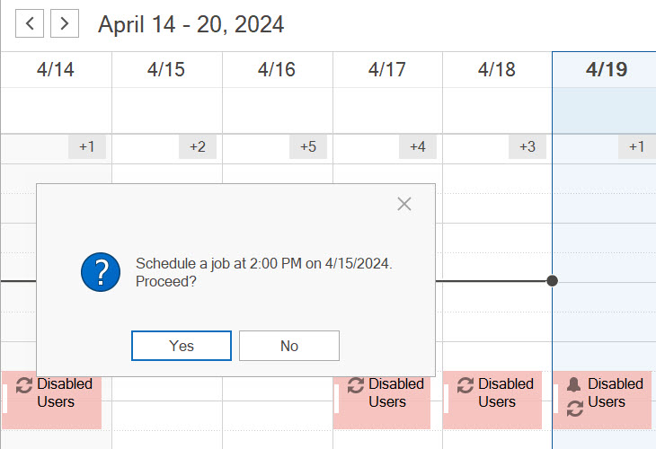 AD Reports Scheduler confirmation dialog