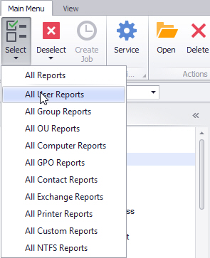 AD Reports Scheduler Deselect all reports