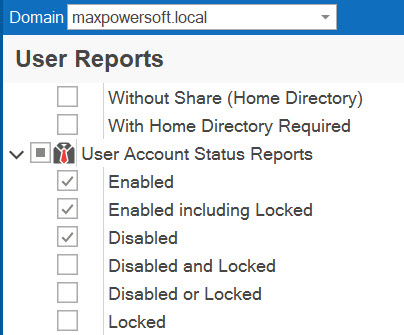 AD Reports Scheduler report tree
