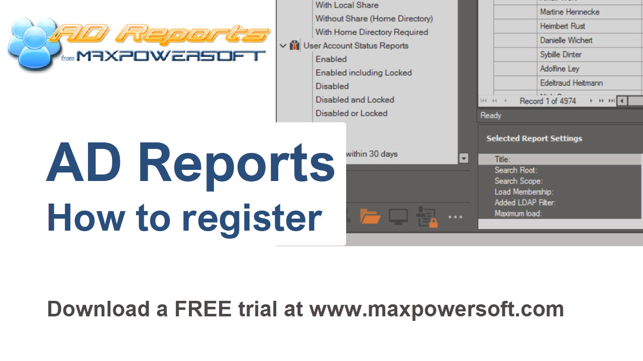 How to Register AD Reports