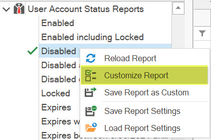 AD Reports save a report as custom toolbar