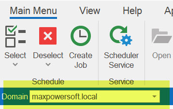 AD Reports Scheduler Domain dropdown