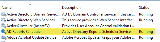 AD Reports Uninstall services list