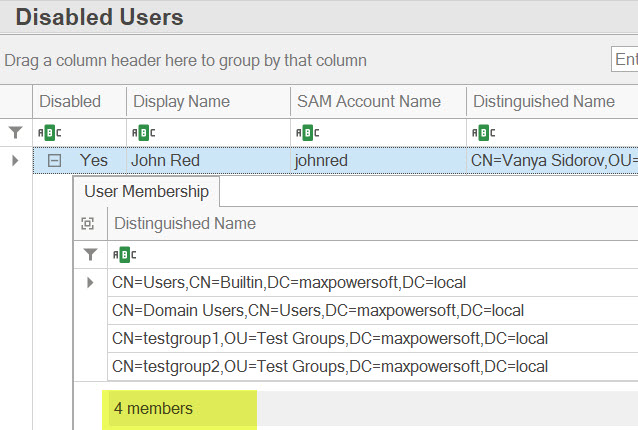 AD Reports Membership display number of groups