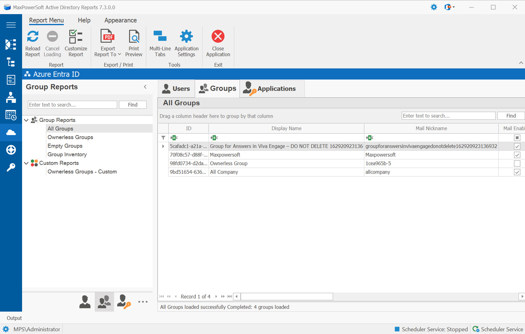 AD Reports Azure Entra ID Group Reports