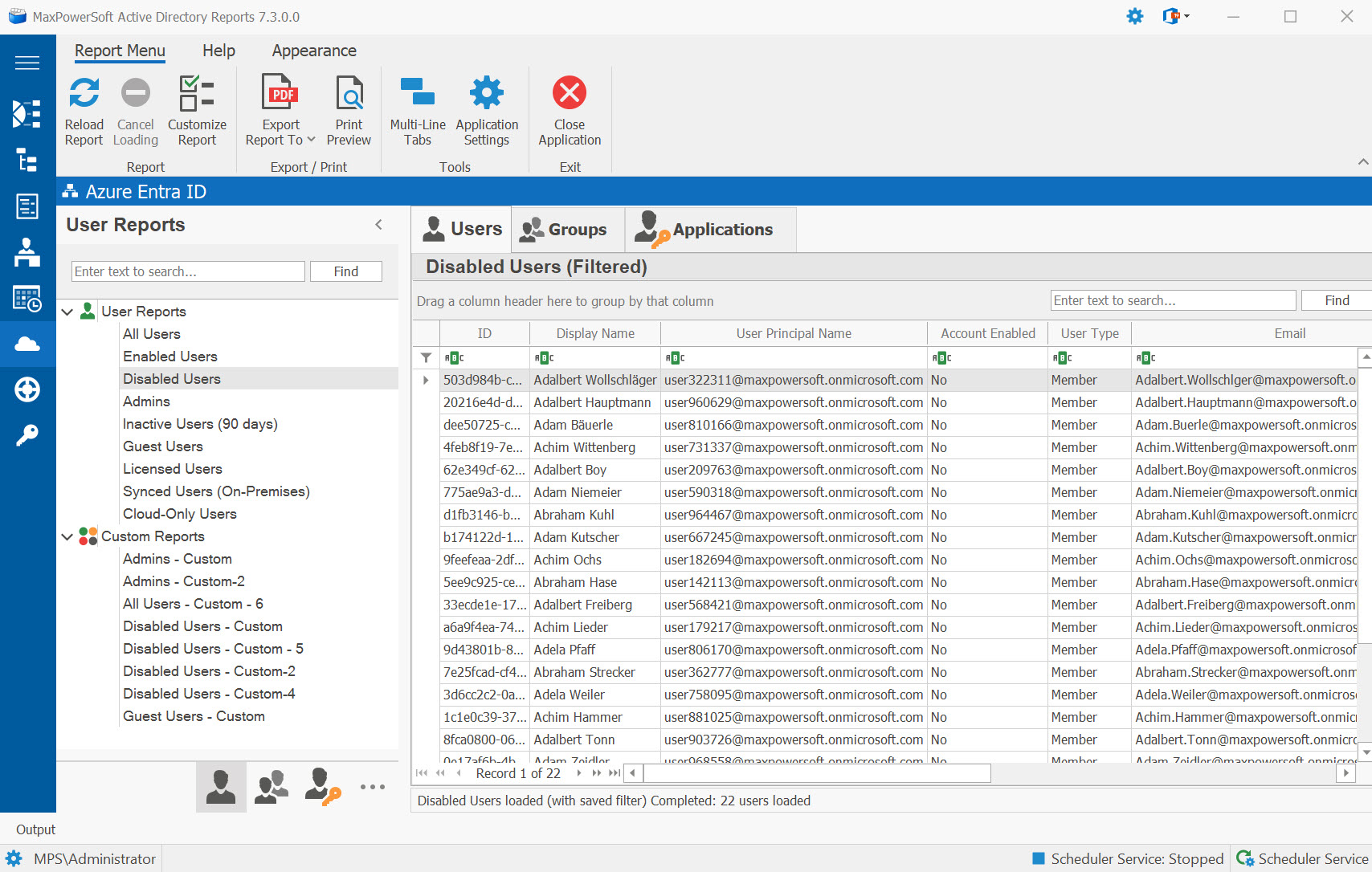 AD Reports Azure Entra ID User Reports