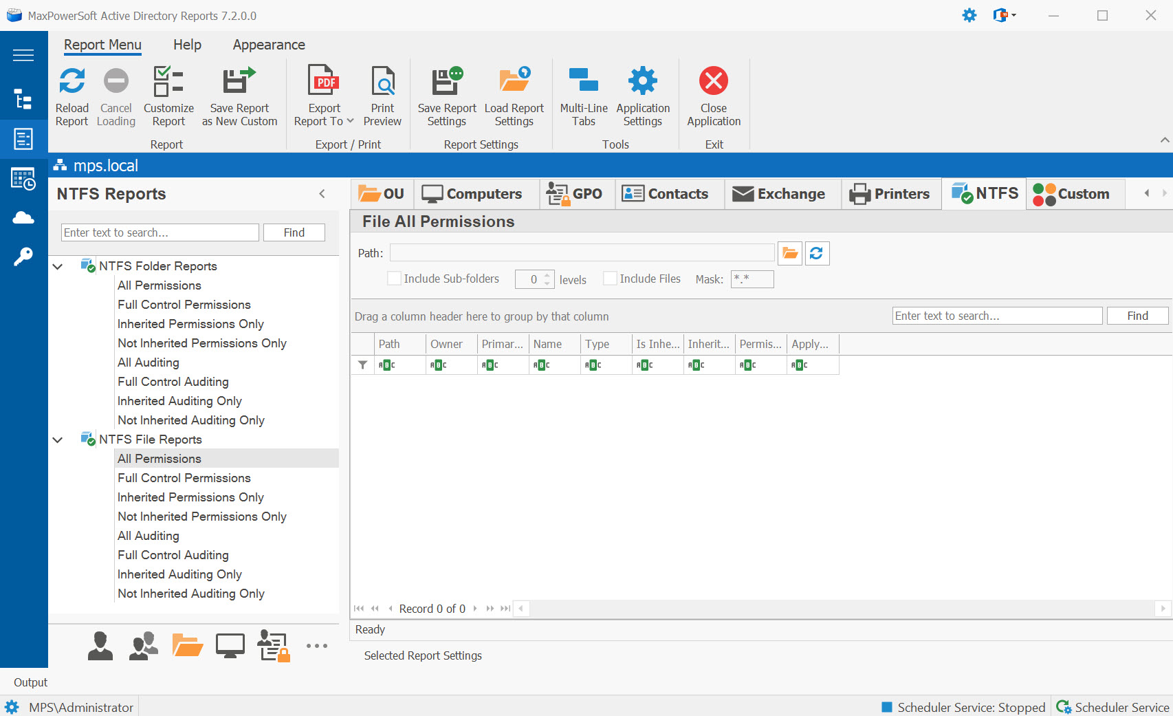 AD Reports NTFS File Permission Reports