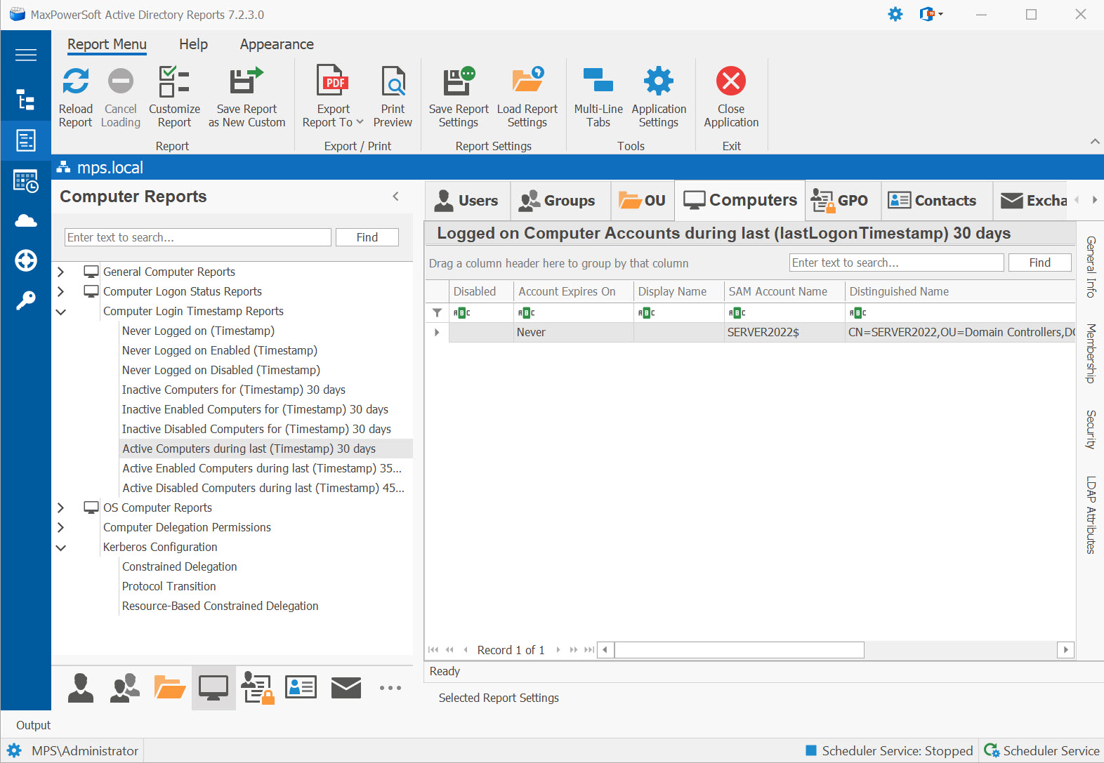 AD Reports Computer Login Timestamp Reports
