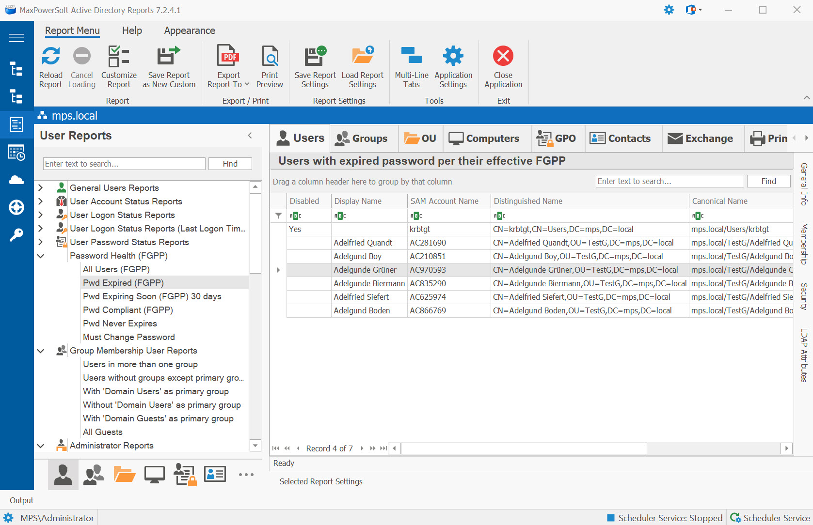Password Health (FGPP) Reports